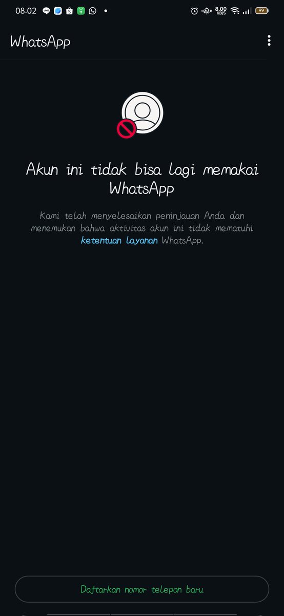 nanajieyo's tweet image. Ada yg pernah ke blokir gini gk si WA nya 😭🙏🏻 Cara biar pulih gimana guysss 😭

#WhatsAppError #WhatsAppkenablokir #helpme 😭😭