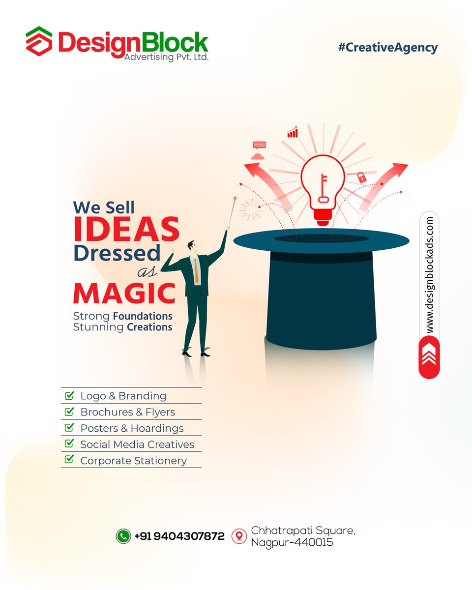 DesignBloc38118's tweet image. We don’t just design, we create MAGIC!
From Logos to Social Media Creatives – we turn your ideas into powerful brand stories. 🚀

#DesignBlock #CreativeAgency #BrandingSolutions #LogoDesign #GraphicDesign #SocialMediaCreatives #CreativeMagic #NagpurBusiness #AdvertisingAgency