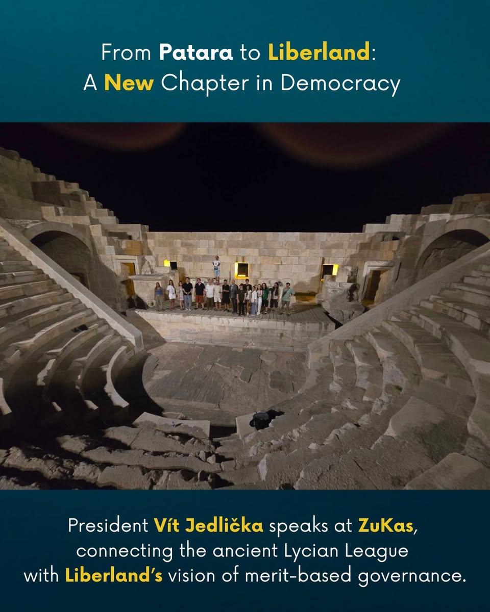 🇹🇷 In Patara, President <a href="/JedlickaVit/">Vit Jedlicka</a>  reflected on lessons from the Lycian League — the world’s first federal parliament.

Unlike power built on size &amp; wealth, Liberland’s system is based on merit, service &amp; responsibility.

👉 “We are not only heirs to history — we are builders