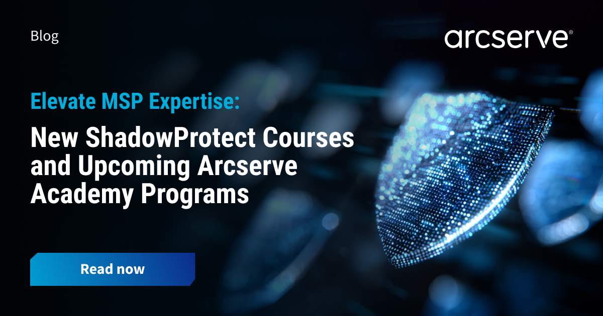 Arcserve's tweet image. 🔥 MSPs: Want to build expertise and drive more business opportunities?   

🚀 Introducing the &quot;ShadowProtect Journey: From Fundamentals to Expertise in Data Protection&quot;   

👉 arcserve.com/blog/elevate-m…   #DataResilience #MSPGrowth #TechCertification #CyberSecurity #ArcserveAcademy