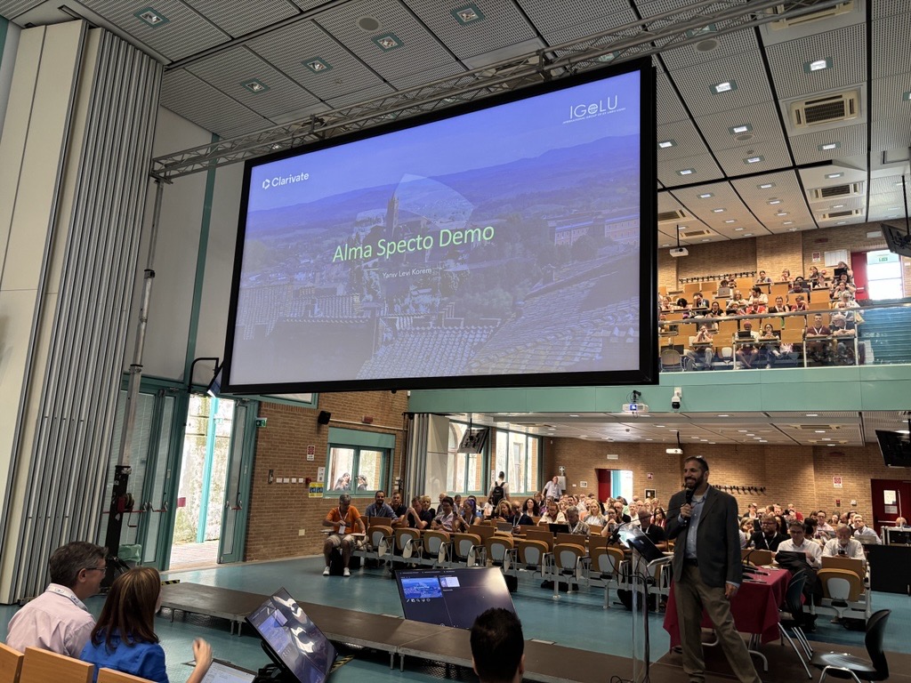 ExLibrisGroup's tweet image. Live at #IGeLU2025: In a live demo, Yaniv Levi Korem, Vice President, Product Management at Ex Libris, from Clarivate, demoed Alma Specto.

AI-powered cataloging, immersive exhibitions &amp;amp; preservation tools, redefining digital collections in Alma.⚙️🤖

#Library #MetadataManagement