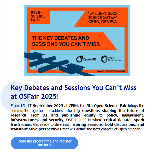 rcaap's tweet image. ☝️Sugestão de leitura! Newsletter de agosto de 2025 do #OpenAIRE ☝️Participe na @OpenScienceFAIR online!
openaire.eu/index.php?opti…