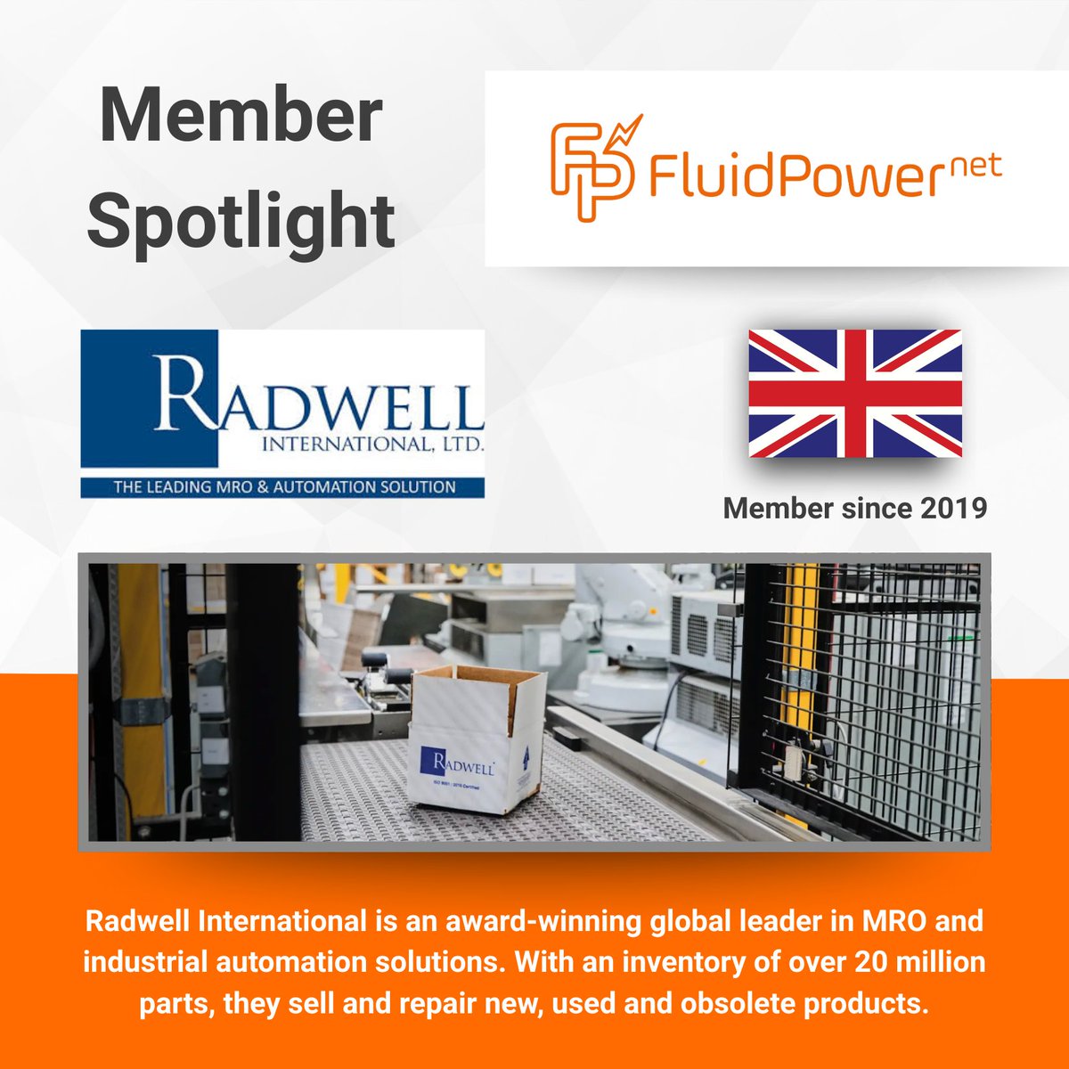 FluidPowerNet's tweet image. FluidPowerNet member spotlight 🌟

Meet @Radwell_Intl, who has been a member since 2019.

Find out more about Radwell here ➡️ radwell.eu/uk/

View the full FluidPowerNet member list here ➡️ fluidpowernet.net/en/About/Membe…

#fluidpowernet #automation #radwell