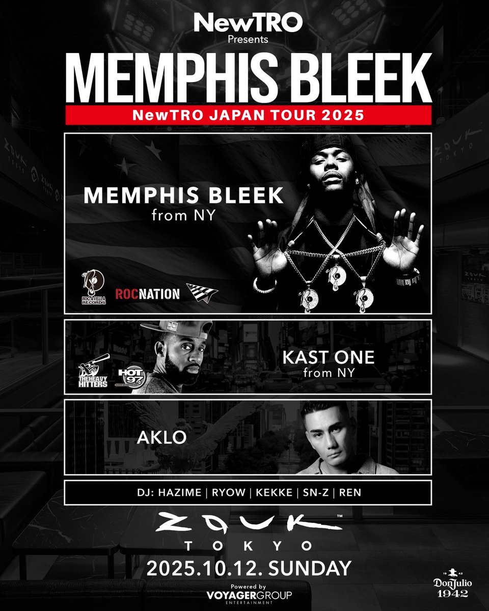 DJ HAZIME (<a href="/djhazime/">DJ HAZIME</a>)
出演イベント

10/12(日) 21:00オープン
銀座 Zouk Tokyo (<a href="/Zouktokyo/">Zouk Tokyo</a>)
「MEMPHIS BLEEK NewTRO JAPAN TOUR 2025」

▼SPECIAL GUEST
MEMPHIS BLEEK

▼GUEST DJ
KAST ONE

▼LIVE
AKLO

▼DJ
HAZIME, RYOW, KEKKE, SN-Z, REN

#WREP #ロクレプ