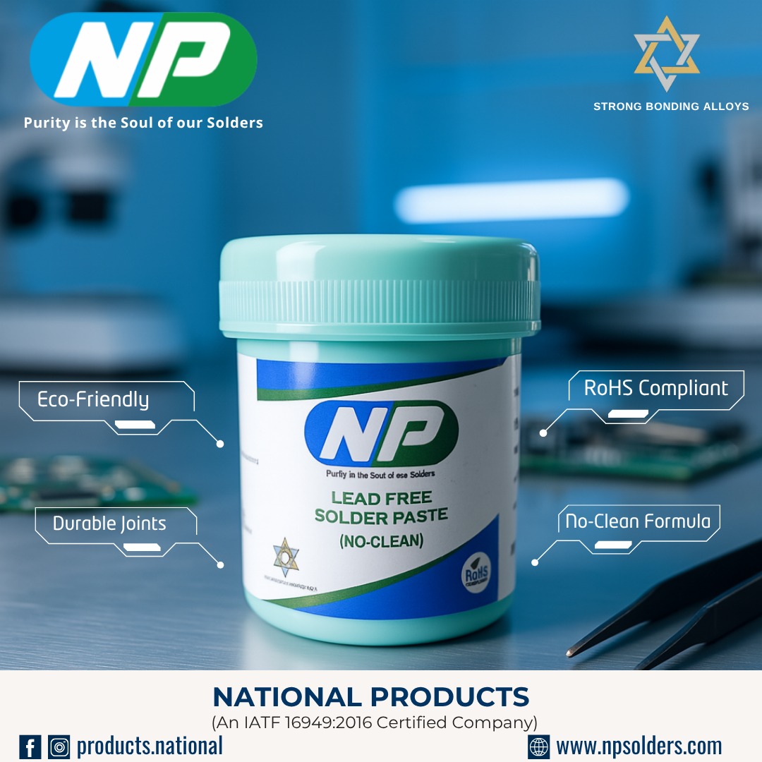 NationalPr80407's tweet image. ⚡ Strength, purity, and reliability in every joint 💪 NP Lead-Free Solder Paste is the eco-friendly choice for durable and RoHS-compliant connections. 🌍🔧 #NationalProducts #SolderingSolutions #EcoFriendly #LeadFree #RoHSCompliant... vbt.io/progressive-gr…