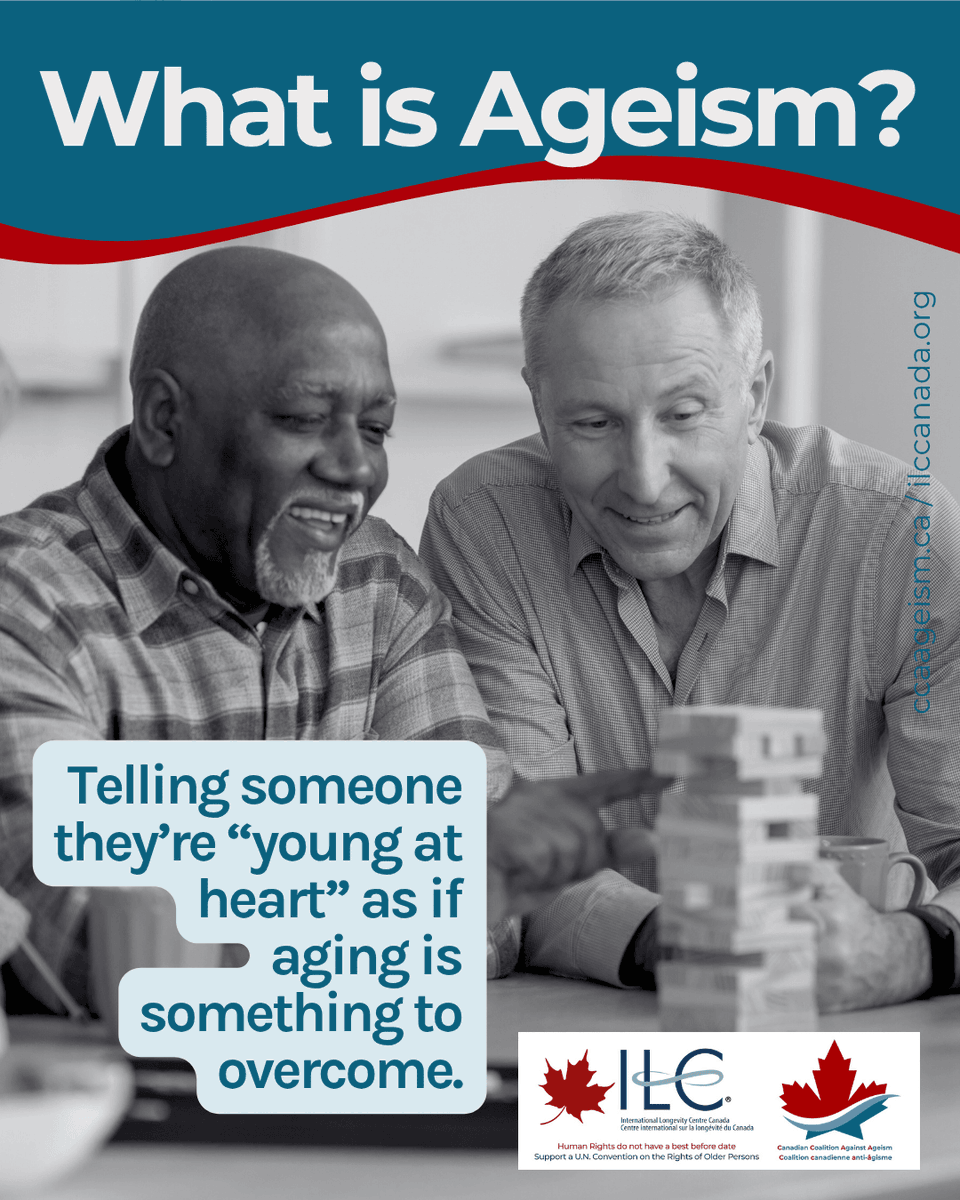 “Young at heart” might sound like a compliment, but it reinforces the idea that aging is negative.

Aging is not something to deny—it’s something to value.

<a href="/IFAgeing/">The IFA</a> <a href="/ILCCanada/">ILC Canada</a> <a href="/fedretirees/">National Association of Federal Retirees</a> 
#WhatIsAgeism #PositiveAging #StopAgeism #CCAA