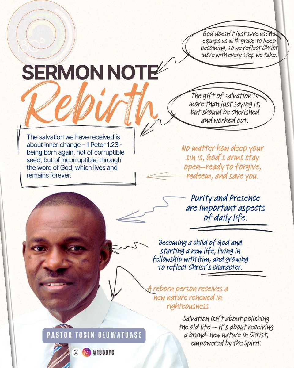 180dyc's tweet image. What was your biggest takeaway from Sunday’s REBIRTH service?

Drop your takeaway in the comments —your word could be the encouragement someone else needs today! 💡

#REBIRTH #180DYC #SermonNote #Takeaway