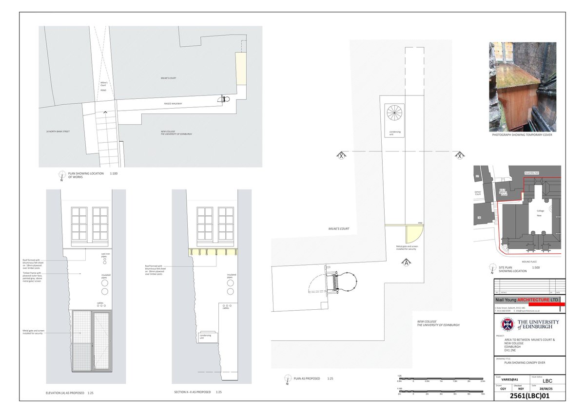 📍 1 Mound Place Old Town Edinburgh EH1 2LU
👉 Slim canopy over condenser and new metal door-screen set to discreetly shelter and secure plant in courtyard.  .
⚖ Scale: 2/10
📂 Ref: 25/04753/LBC
🔗 tinyurl.com/yk8lyv9u

#PlanningUpdates #Edinburgh