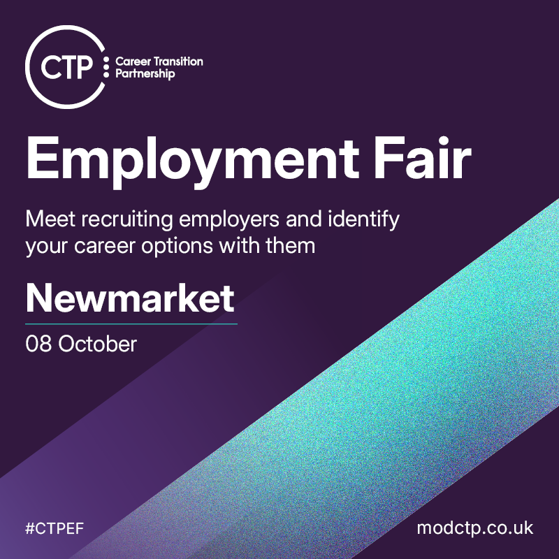 CTPinfo's tweet image. 📆Only 3 weeks to go till our tenth Employment Fair of the year in Newmarket!
Don’t miss your chance to connect with top employers, discover new careers, and take the next step in your transition!
Book here👉 hubs.la/Q03JkgQ-0
#CTP