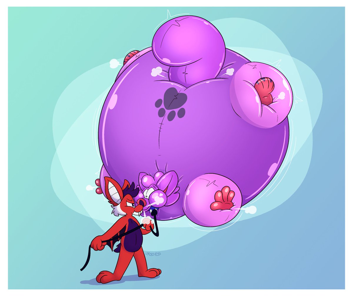 I was teasing <a href="/VennyTheBat/">Venny the Bat 🔜 Pawsome!</a> and things backfired very quickly mmm it was only a joke I swear mmm this is not fair mmm ok I'm sorry please deflate me~ what do u mean maybe later? No I don't have more room~

Art by: furaffinity.net/user/lokuzdude…