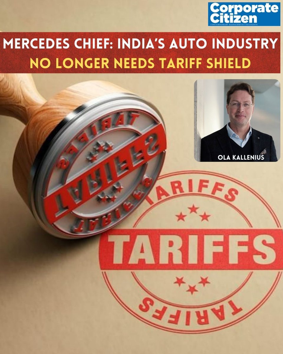 Mercedes-Benz chief Ola Källenius says India’s auto industry is robust &amp; no longer needs tariff protection. Calls for lower import tariffs to boost growth as India-EU FTA talks progress. 
#MercedesIndia, #AutoIndustry, #GlobalTrade, #IndiaAuto, #LuxuryCars, #OlaKallenius