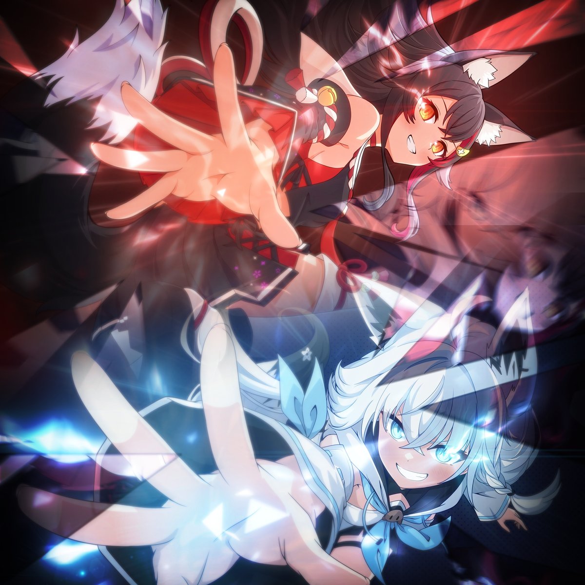 Samess3333's tweet image. #絵フブキ #みおーん絵
合わさって見るとこんな感じ