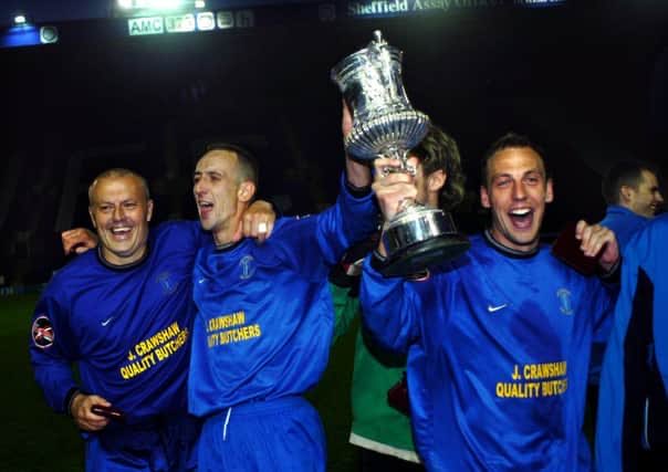 Stockbridge Park Steels victors in the Senior Challenge Cup Final at Hillsborough v Worksop Town.