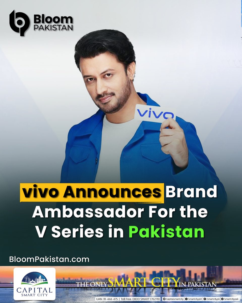 bloom_pakistan's tweet image. vivo, a leading global smartphone brand, has officially announced Atif Aslam as the Brand Ambassador for its upcoming V series in Pakistan.

Read More  bloompakistan.com/vivo-announces…

#VivoPakistan #AtifAslam #VivoVSeries #BrandAmbassador