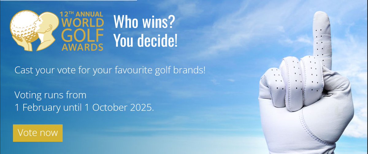 ⏳ TIME IS RUNNING OUT!!

🗳️Make sure you have your say and vote for your favourite golf brands at this year's <a href="/WorldGolfAwards/">World Golf Awards</a> 

🖨️Vote by 1st October 

➡️worldgolfawards.com/nominees/2025

#RewardingExcellence #WorldGolfAwards #GolfTourism #Golfindustry #Golftravel #GolfAwards #Golf