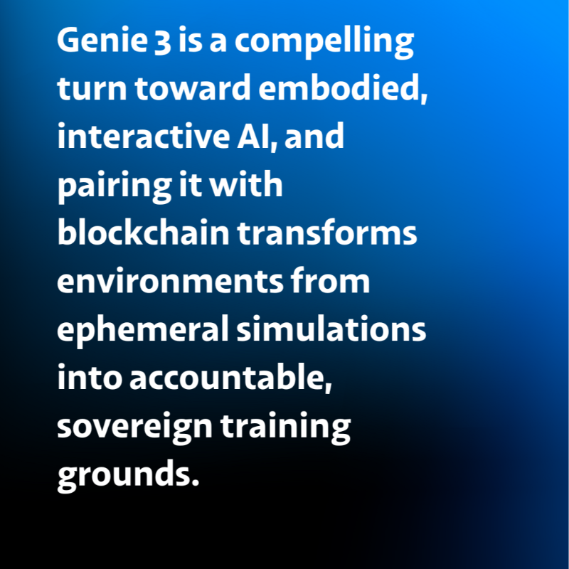 RealCoinGeek's tweet photo. Genie 3 is here, and it's a game-changer. By pairing interactive AI with blockchain, we're turning ephemeral simulations into accountable, secure training grounds.
Learn more: https://t.co/aOFoY9UiOV
#Genie #DeepMind #InteractiveAI #Blockchain
