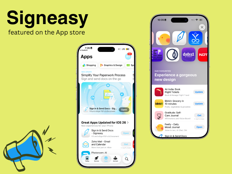 Exciting news! 🚀 Signeasy is featured on the App Store across multiple regions!

Now shining with the sleek new Liquid Glass design for iOS 26. Honored to be showcased alongside the best. 🙌