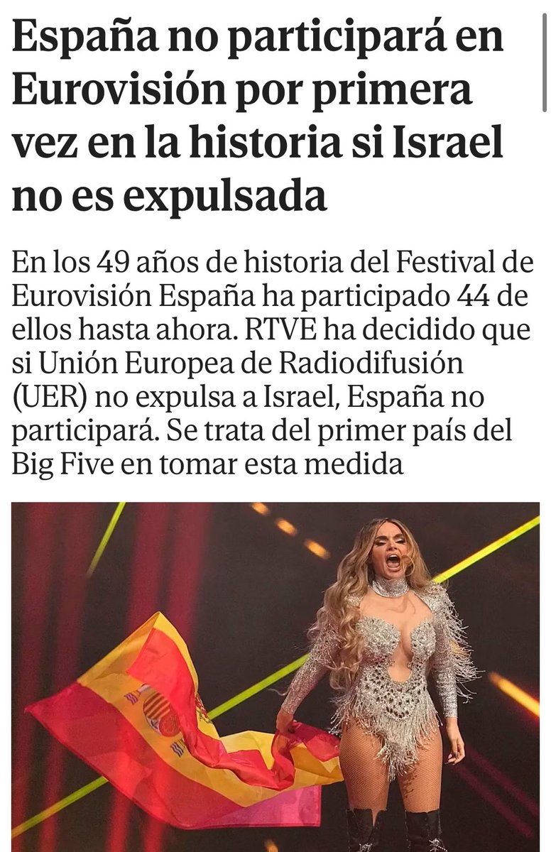 España no participará en Eurovisión por primera vez en la historia si Israel no es expulsada.