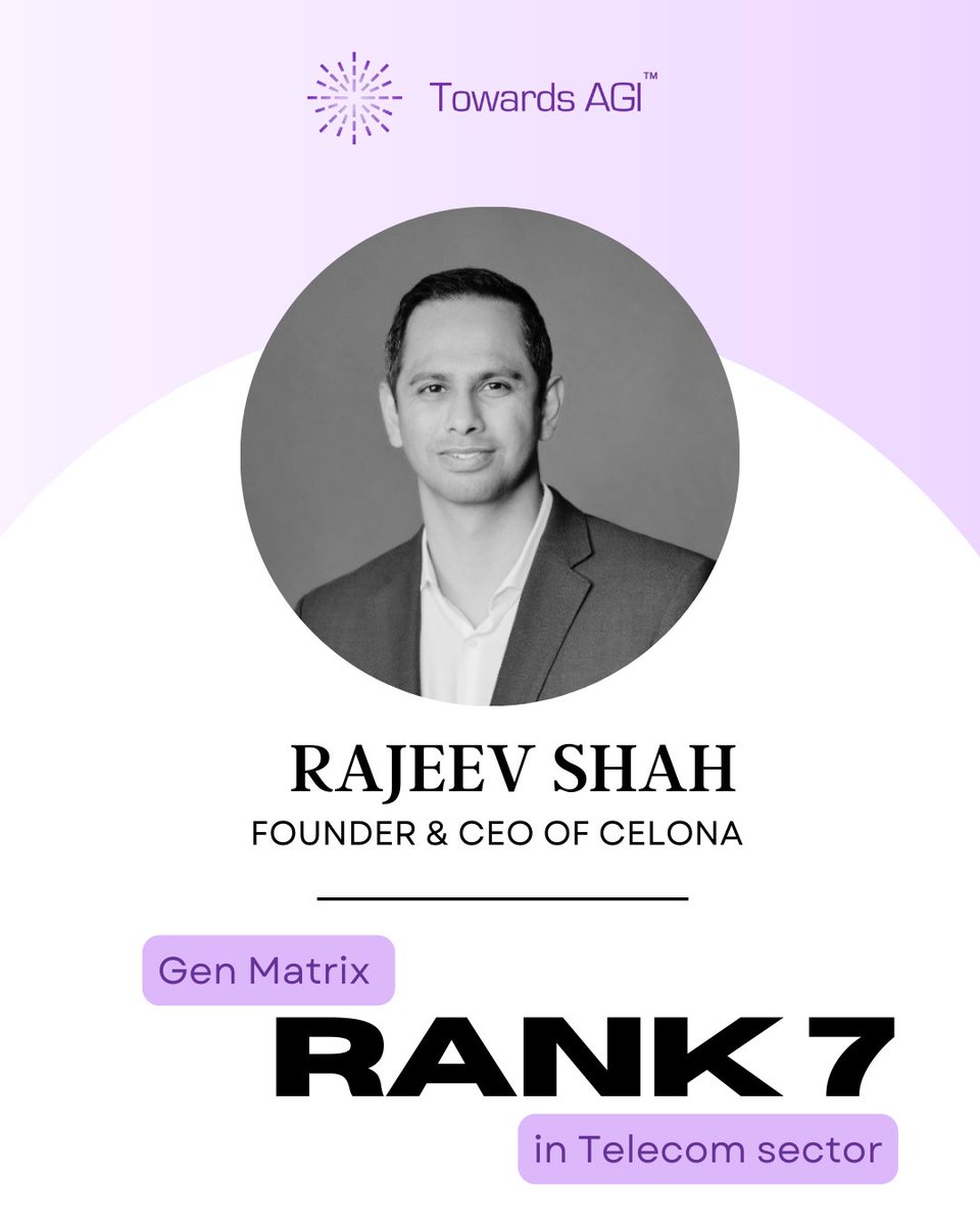 Towards_agi's tweet image. 🚀 Rajeev Shah, Founder &amp;amp; CEO of Celona, ranked 7th in the Gen Matrix Report for Telecom, driving intelligent, enterprise-grade wireless with AI.

📥 Explore more in the full report → towardsagi.ai/gen-matrix/

#GenMatrix #AILeadership #TelecomAI #Celona #Private5G #EdgeAI