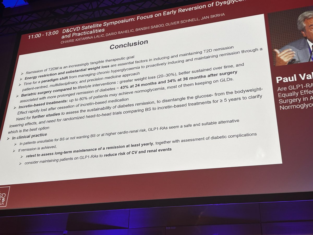De Paul Valensi talking about T2D remission and practicalities with Bariatric Tx Vs GLP-1 Tx and How to assess long term maintenance. #EASD2025