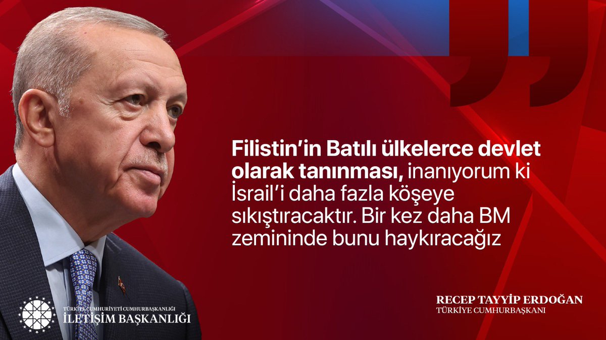 Abdullah Özdemir (@abdullahzdemr1) on Twitter photo Cumhurbaşkanımız <a href="/RTErdogan/">Recep Tayyip Erdoğan</a> :
"Filistin’in Batılı ülkelerce devlet olarak tanınması, inanıyorum ki İsrail’i daha fazla köşeye sıkıştıracaktır. Bir kez daha BM zemininde bunu haykıracağız"
📍Katar Dönüşü Uçak Söyleşisi Cumhurbaşkanımız <a href="/RTErdogan/">Recep Tayyip Erdoğan</a> :
"Filistin’in Batılı ülkelerce devlet olarak tanınması, inanıyorum ki İsrail’i daha fazla köşeye sıkıştıracaktır. Bir kez daha BM zemininde bunu haykıracağız"
📍Katar Dönüşü Uçak Söyleşisi