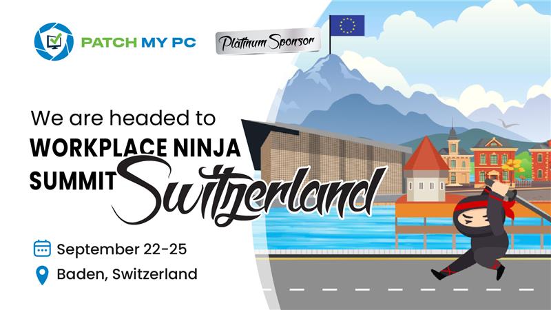 PatchMyPC's tweet image. The @wpninjasummit community is gathering in Switzerland! 

Join our session and learn how to cut #patching time, boost security, and scale #Intune. 

Will we see you there? Let us know in the comments! ⬇️ 

#WPNinjaS #AdvancedInsights #MSIntune #EndpointManagement #PatchMyPC