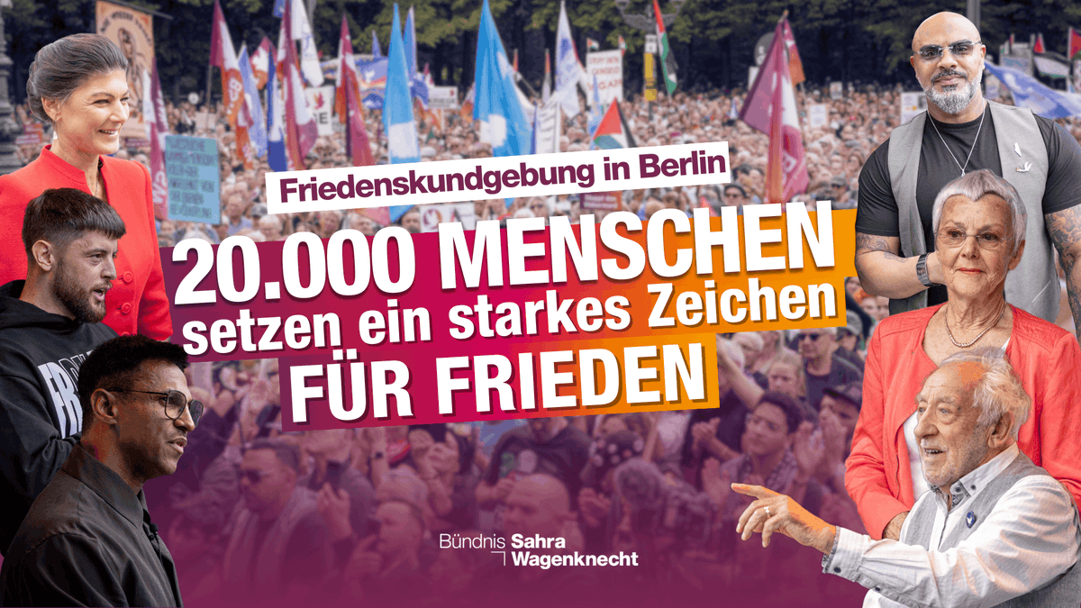 Hier könnt ihr alle Reden, Video-Botschaften und Songs unserer großen Friedenskundgebung nochmal anschauen:
👉 youtube.com/watch?v=eiKehx…

#Frieden #Berlin #Wagenknecht #Bausa #Aminati #Massiv #KroneSchmalz #Hallervorden