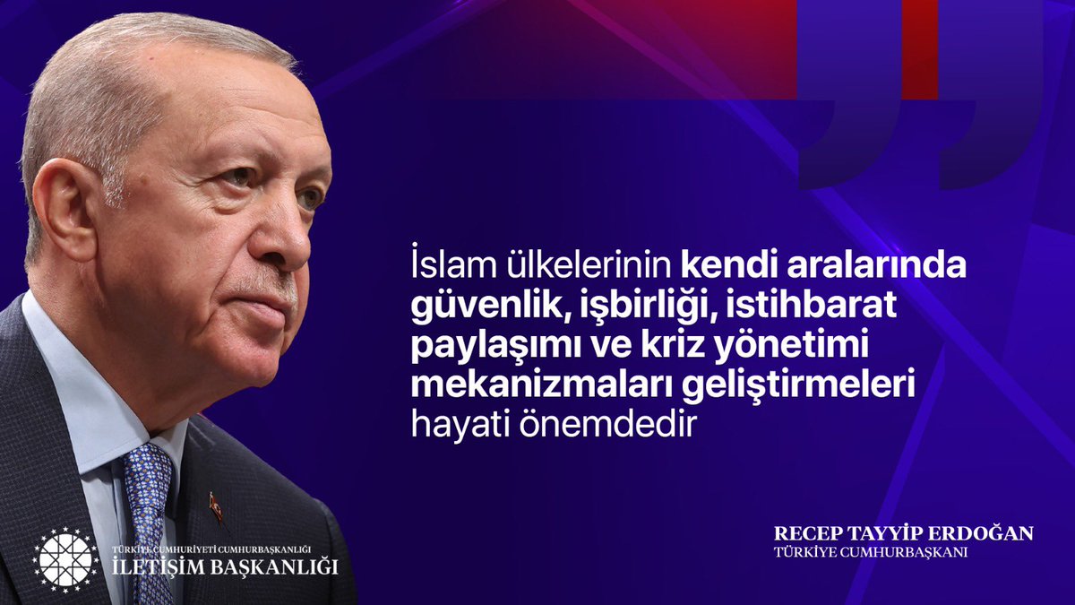 Cumhurbaşkanımız Recep Tayyip Erdoğan:

 "İslam ülkelerinin kendi aralarında güvenlik, işbirliği, istihbarat paylaşımı ve kriz yönetimi mekanizmaları geliştirmeleri hayati önemdedir"

📍Katar Dönüşü Uçak Söyleşisi