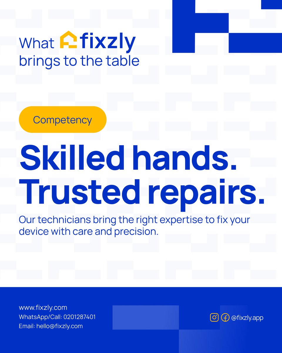 Fixzly_app's tweet photo. Fixzly's expert technicians provide top-notch repair with care, ensuring your gadgets are back in action. Reach out for reliable service!
#Fixzly #DeviceRepair #ExpertTechnicians #ReliableRepairs #FixzlyDelivers https://t.co/5mQsLvCQdp