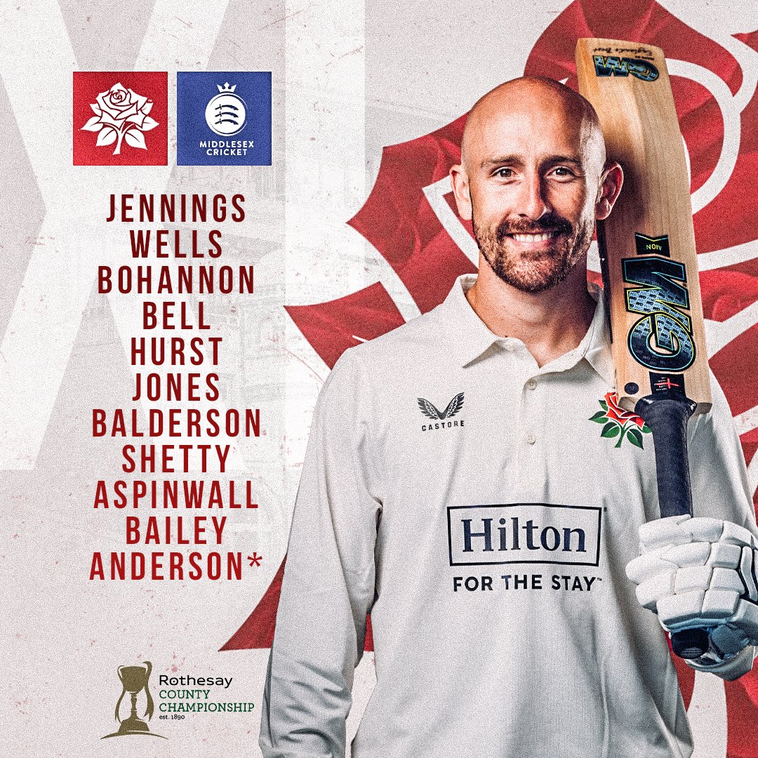 lancscricket's tweet image. OUR XI IS IN! 💪

James Anderson returns to the side as captain with George Bell, Tom Aspinwall and Arav Shetty on @CountyChamp debut also coming in to take on Middlesex. 

Jimmy calls correctly and we'll bowl.

🌹 #RedRoseTogether