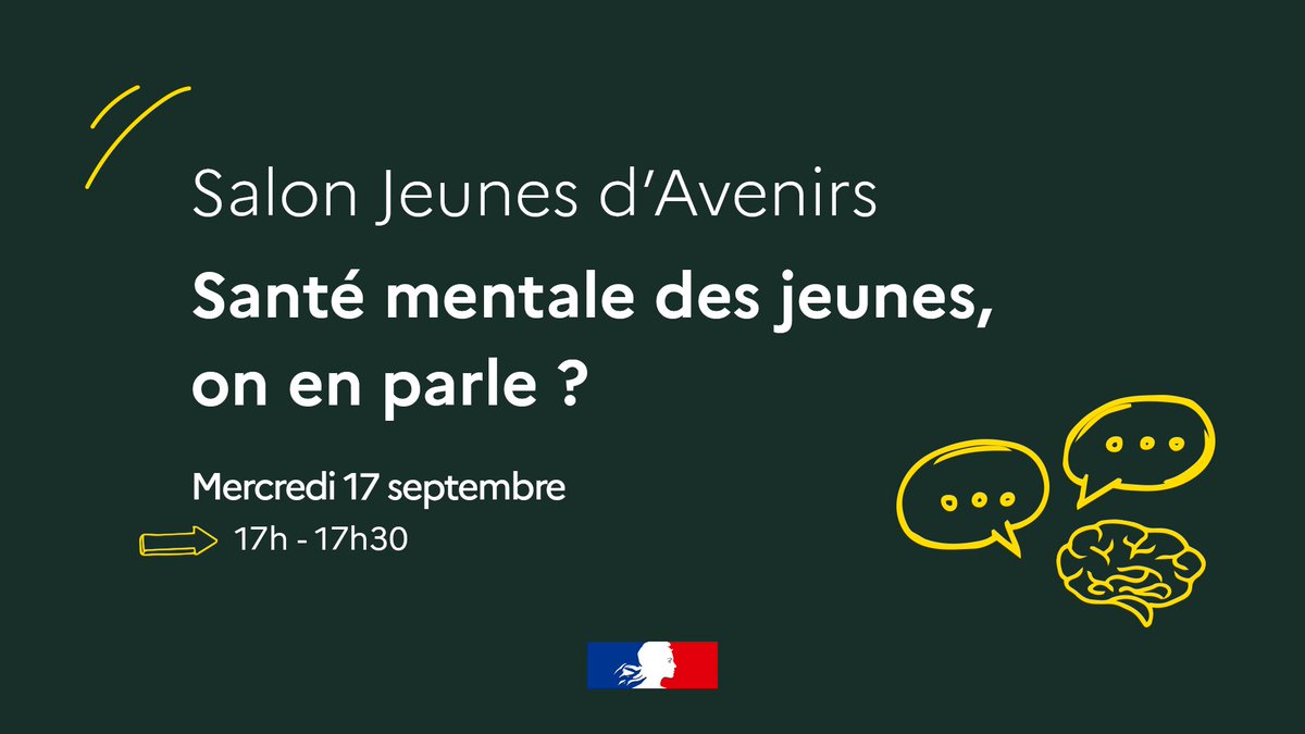 Travail_Gouv's tweet image. #EnDirect | Santé mentale des jeunes, on en parle ?

Le 17 septembre à 17h, depuis le Salon Jeunes d’Avenirs à Montreuil, rejoignez notre live en direct sur les chaînes YouTube du ministère du Travail et du ministère de la Santé.

👉Le Dr Jean Chambry, pédopsychiatre chef de pôle
