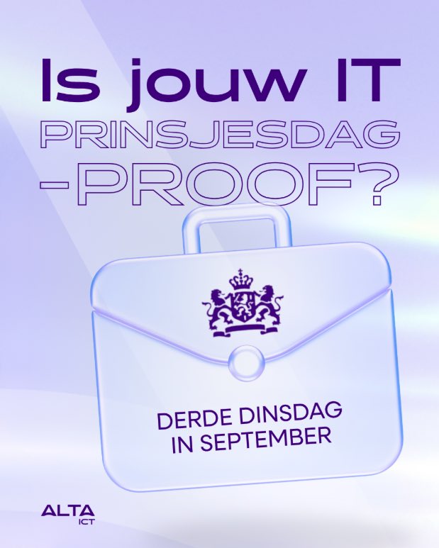 📣 Prinsjesdag draait om plannen, maar is jouw IT klaar voor beleid &amp; budget 2025?

Cybersecurity, cloud en digitale weerbaarheid staan steeds hoger op de agenda.

🤔 Hoe bereidt jouw organisatie zich voor op de IT-prioriteiten van 2025?

#Prinsjesdag #IT #ALTAICT
