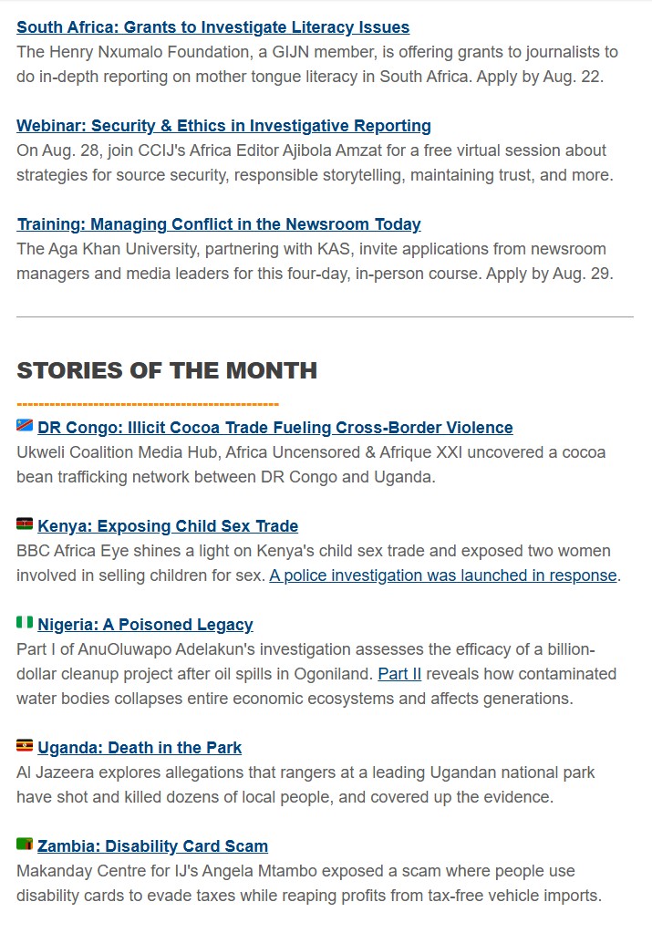 🇳🇬 A Poisoned Legacy.

Part II of <a href="/anuadelakun/">AnuOluwapo Adelakun</a>'s investigation reveals how contaminated water bodies collapses entire economic ecosystems and affects generations.

Details in GIJN's Africa newsletter for August 👉 twp.ai/4ipQAq