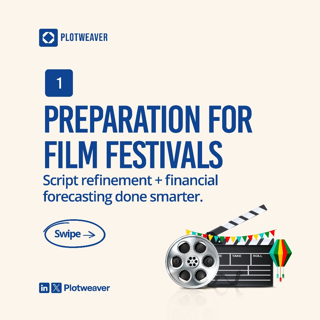 plotweaverapp's tweet image. AI is reshaping every corner of the film industry and PlotWeaver is already at the center of it. 🎬✨
Here are 5 powerful ways creators, producers, and investors are using it right now ⬇️
1️⃣ Preparation for Film Festivals – Script refinement + financial forecasting done…