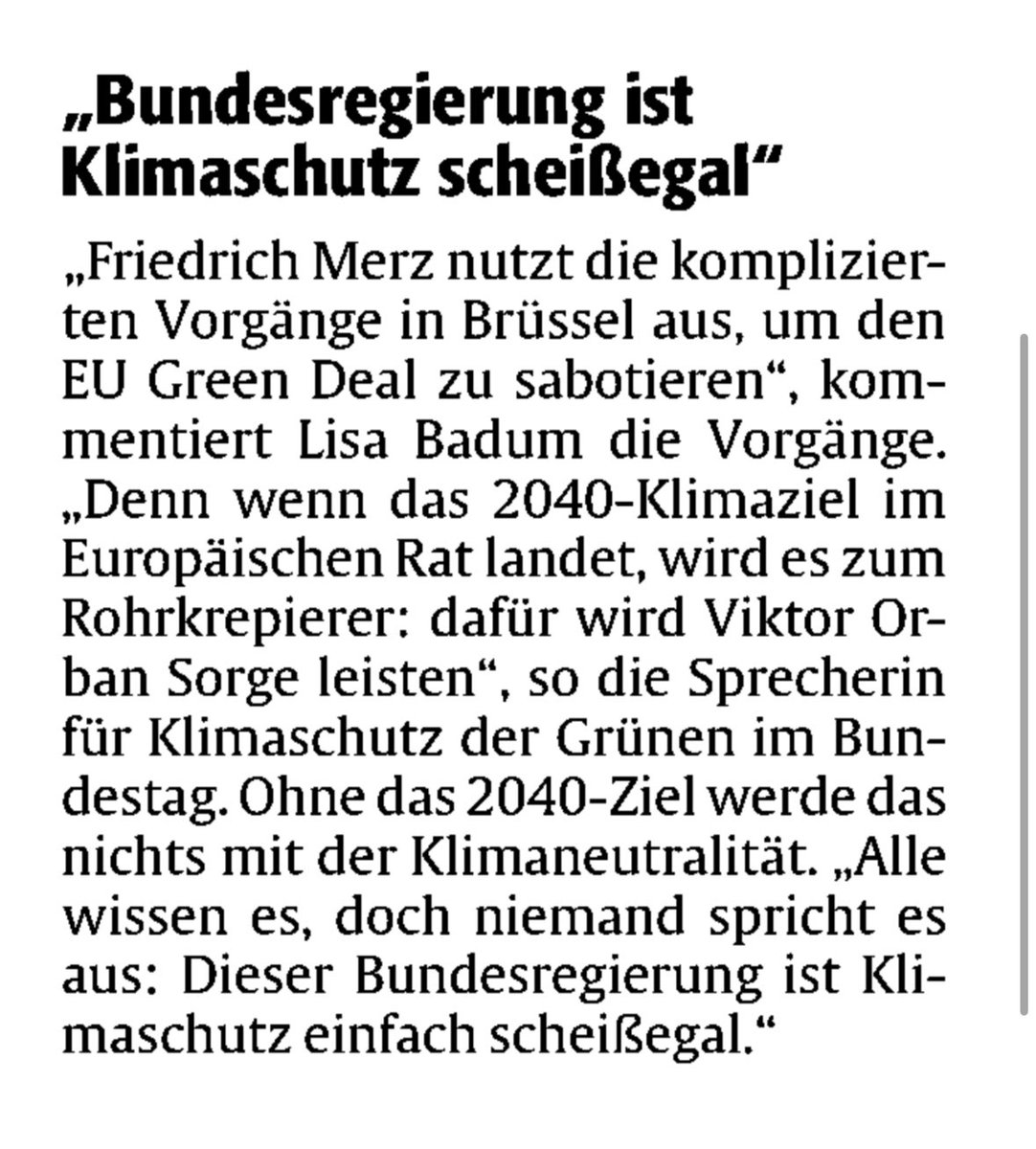 Lisa Badum (@badumlisa) on Twitter photo Alle wissen es, doch niemand spricht es aus: Dieser Bundesregierung ist Klimaschutz einfach scheißegal.
via <a href="/rheinpfalz/">DIE RHEINPFALZ</a>: rheinpfalz.de/politik_artike… Alle wissen es, doch niemand spricht es aus: Dieser Bundesregierung ist Klimaschutz einfach scheißegal.
via <a href="/rheinpfalz/">DIE RHEINPFALZ</a>: rheinpfalz.de/politik_artike…