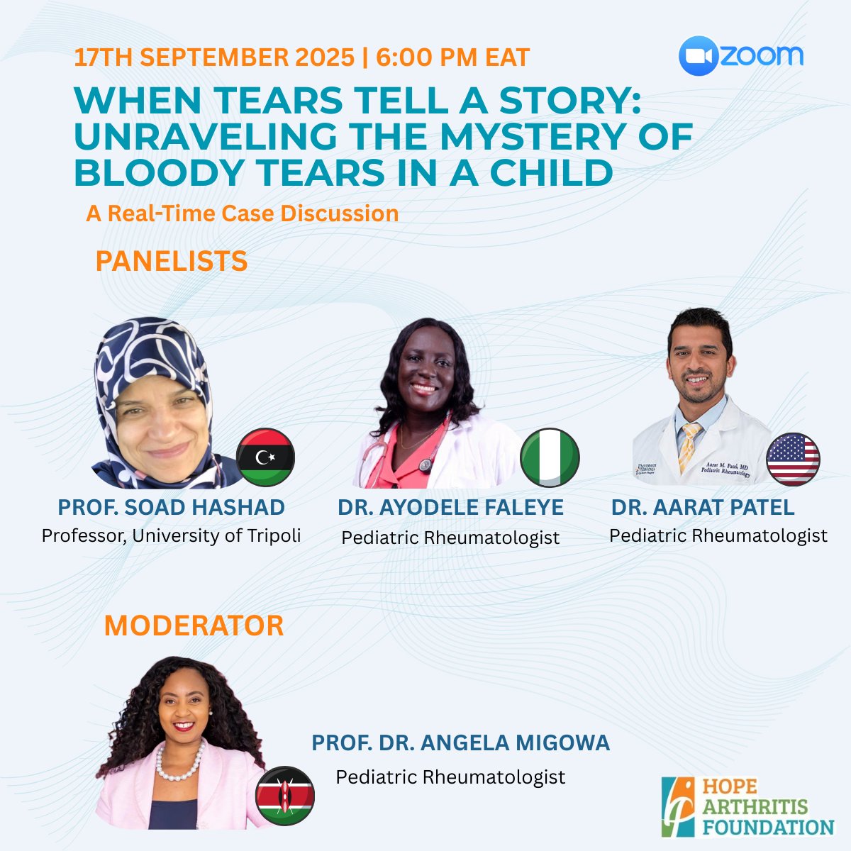 👩🏽‍⚕️👨🏽‍⚕️ Happening TOMORROW!

“When Tears Tell a Story: Unraveling the Mystery of Bloody Tears in a Child” 💧🩸

🗓️ 17th September 2025
⏰ 6:00 PM EAT
📍 On Zoom: us06web.zoom.us/j/82923400868?…

A rare case, top experts, and powerful insights for health workers.