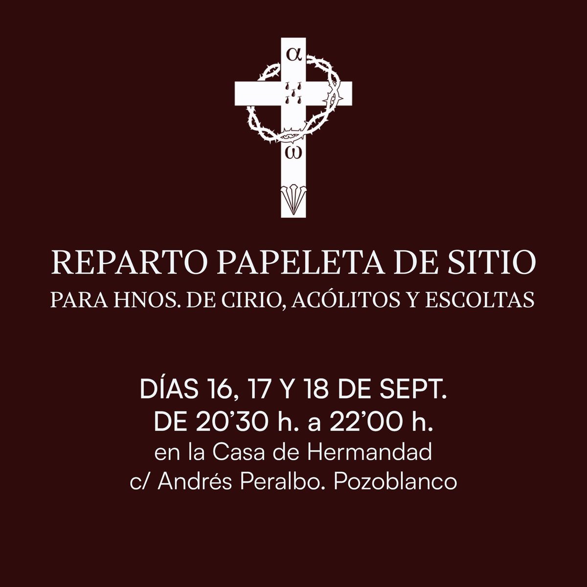 Reparto de papeleta de sitio para la Magna de Córdoba del día 11 de octubre. Solo para los 50 primeros hermanos ya que el cortejo es limitado. #Magnovcor25