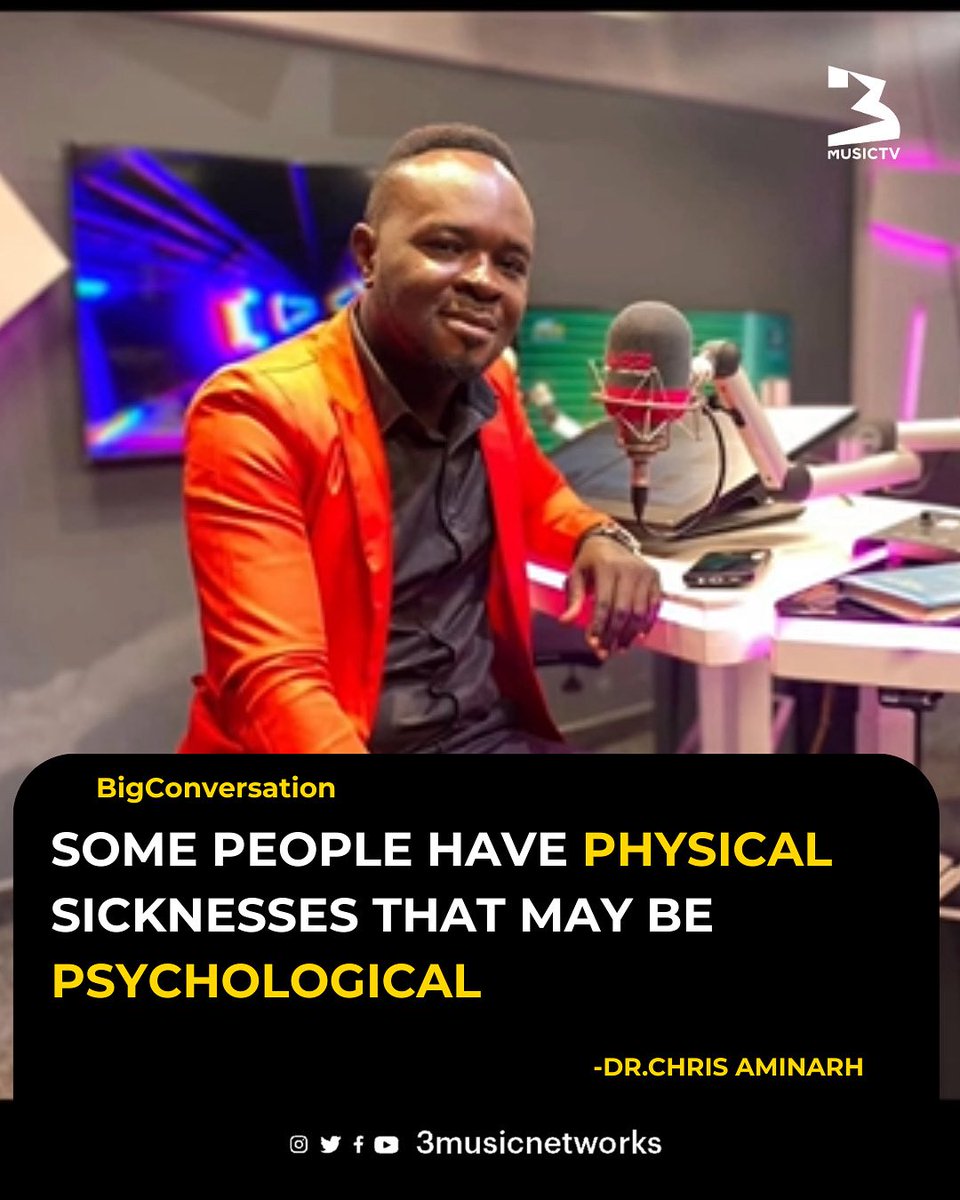 3musicnetworks's tweet photo. 🚨🚀: Some people have physical sicknesses that may be psychological.

Dr. Christian Aminarh 

#BigConvo 
#3MusicTV https://t.co/Hp26FoLjXK