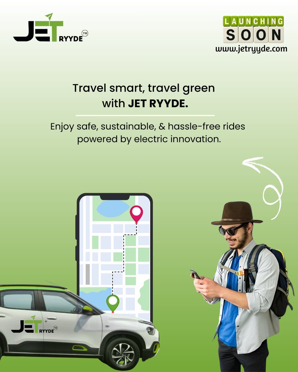 jetryyde's tweet photo. Say hello to a cleaner, greener, &amp; smarter way to commute with JET RYYDE. Enjoy safe, sustainable &amp; hassle-free rides powered by electric innovation – because your journey deserves to be smooth &amp; eco-friendly. 🌍⚡
.
.
#JetRyyde #TravelSmart #TravelGreen #EcoFriendlyRides https://t.co/TKrY1nNZvY