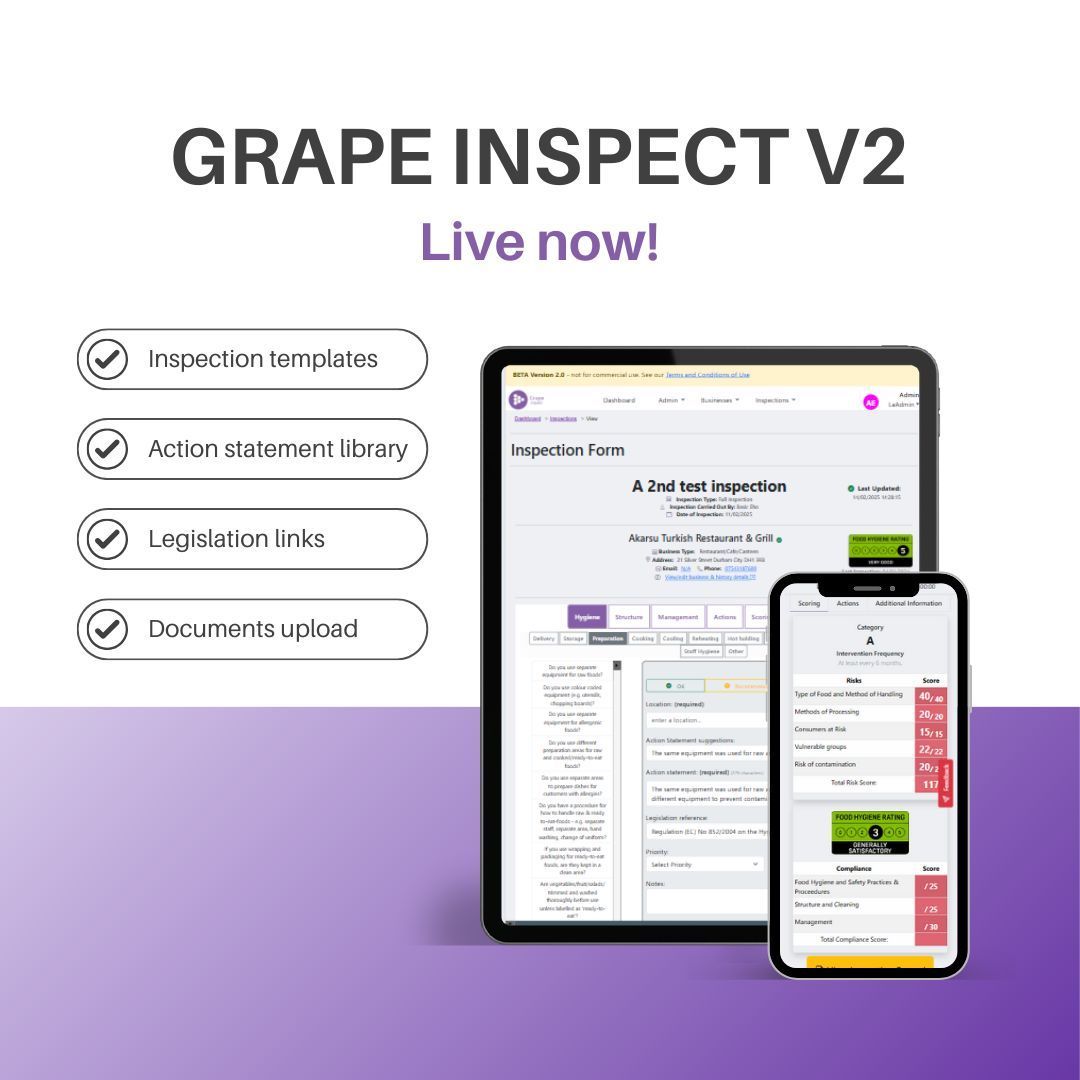 grape_software's tweet image. New Food Hygiene Inspection Software Launched for Local Authorities by Grape Software 

We&apos;re excited to share this press release that has been distributed this week! 

Read the full story here:
buff.ly/lyobkNx
