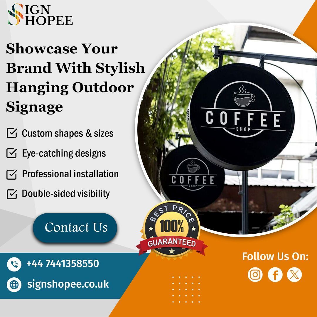 SignShopeeuk's tweet image. 📢 Make Your Business Stand Out with Stylish #OutdoorHangingSigns !💼✨

📞 +44 7441358550
🌐 signshopee.co.uk 

#OutdoorSignage #SignShopee #BusinessSigns #CustomSigns #HangingSigns #ShopSignage #SignDesign #BrandVisibility #SignInstallation #DoubleSidedSign #CafeBranding