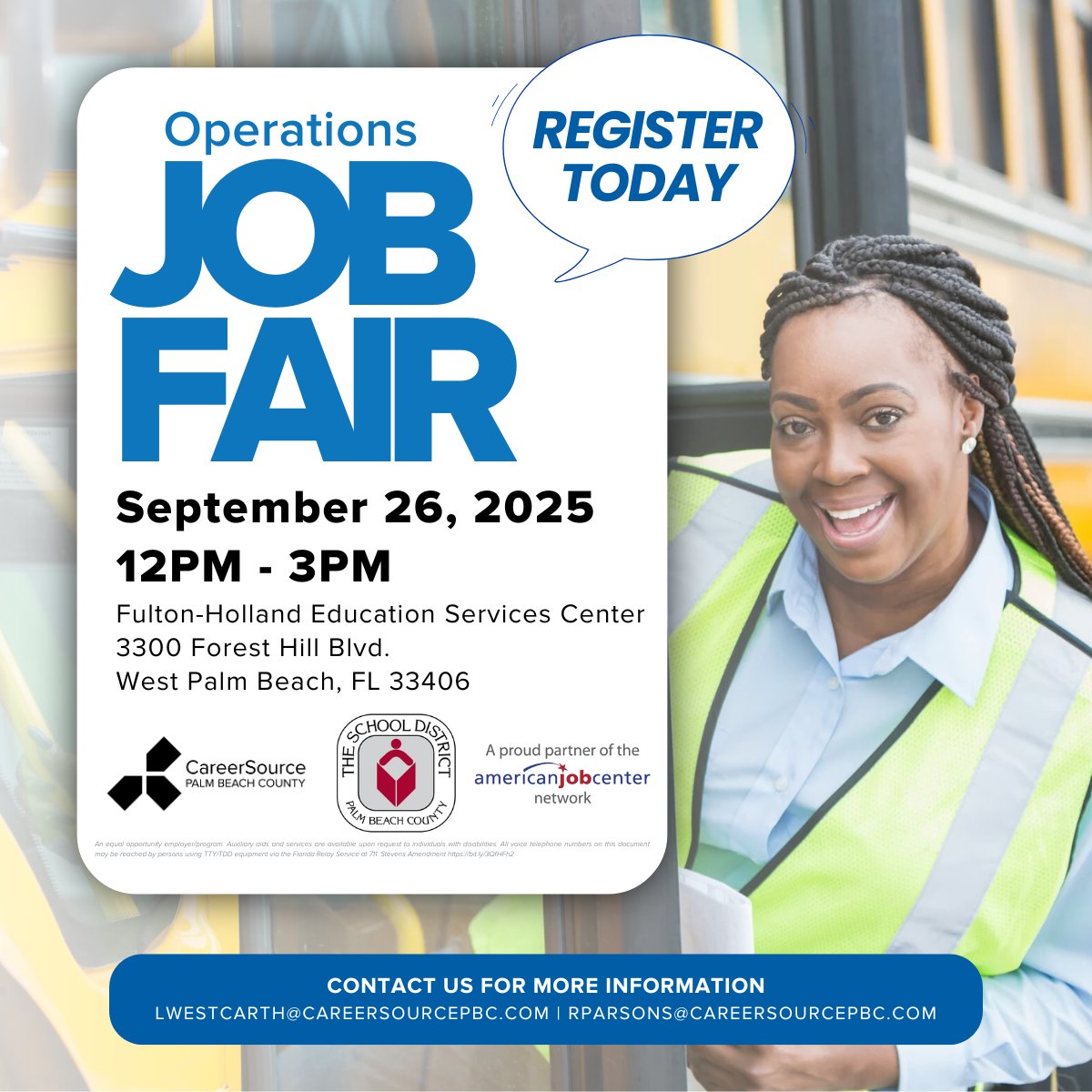 Join us and the School District of Palm Beach County on 📅 September 26 for on-the-spot interviews with their Operations Team. 👉 Click the link to learn more and register today ow.ly/lHQ250WTl8o