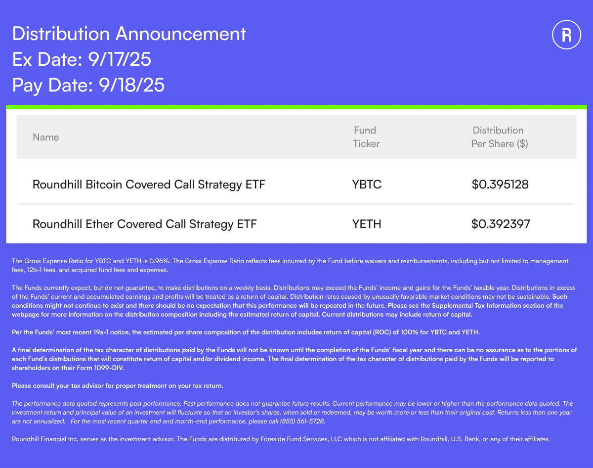 Distribution Announcement for $YBTC &amp; $YETH: