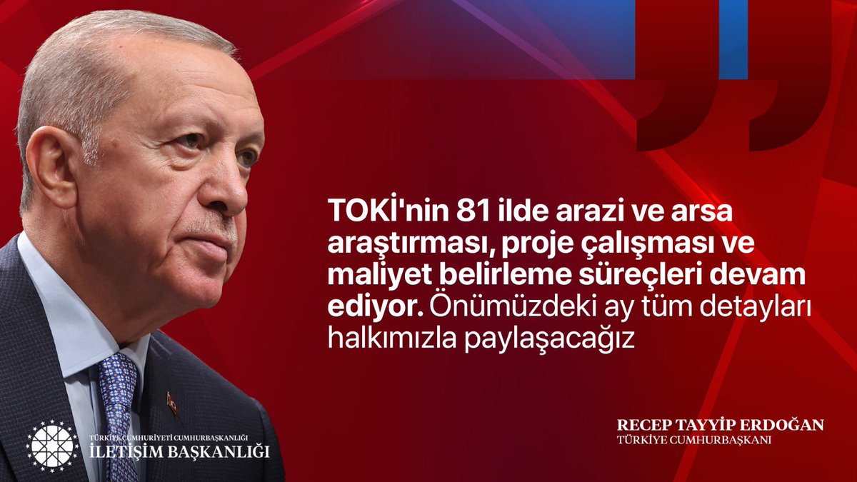 Cumhurbaşkanımız Recep Tayyip Erdoğan:

"TOKİ'nin 81 ilde arazi ve arsa araştırması, proje çalışması ve maliyet belirleme süreçleri devam ediyor. Önümüzdeki ay tüm detayları halkımızla paylaşacağız"

📍Katar Dönüşü Uçak Söyleşisi