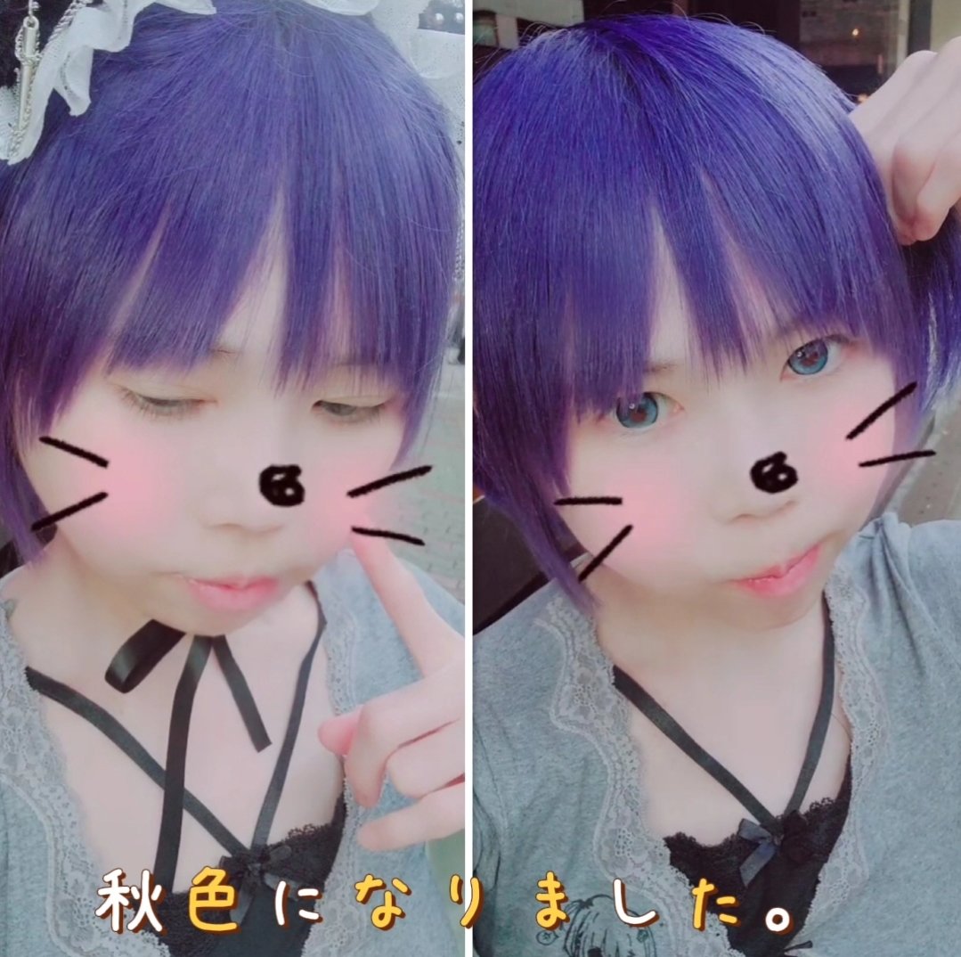 コスコンお知らせのリ ポ ス トありがとうです♥️
すごく嬉しいです✨

髪を秋 色にしました
秋なので？、ちょっと中 二 病ぽくなりたくて

ブルーラベンダーで、色落ちシルバーらしいので過程も楽しみです
コスコンもラベンダー⇄シルバーのどこかの髪色でイ キ ます💜
よろしくです
