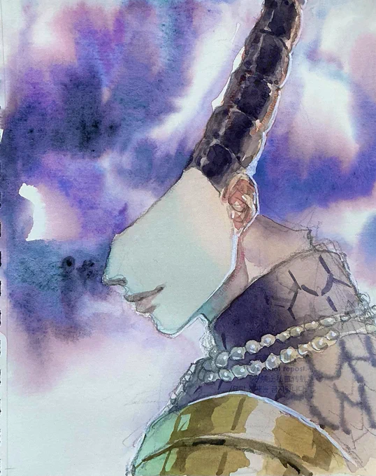 ˗ˏˋ ✧˖° 完成 .ᐟ.ᐟ ˎˊ˗ Ashiok 「今夜も美しい霧を…」 アナログ透明水彩