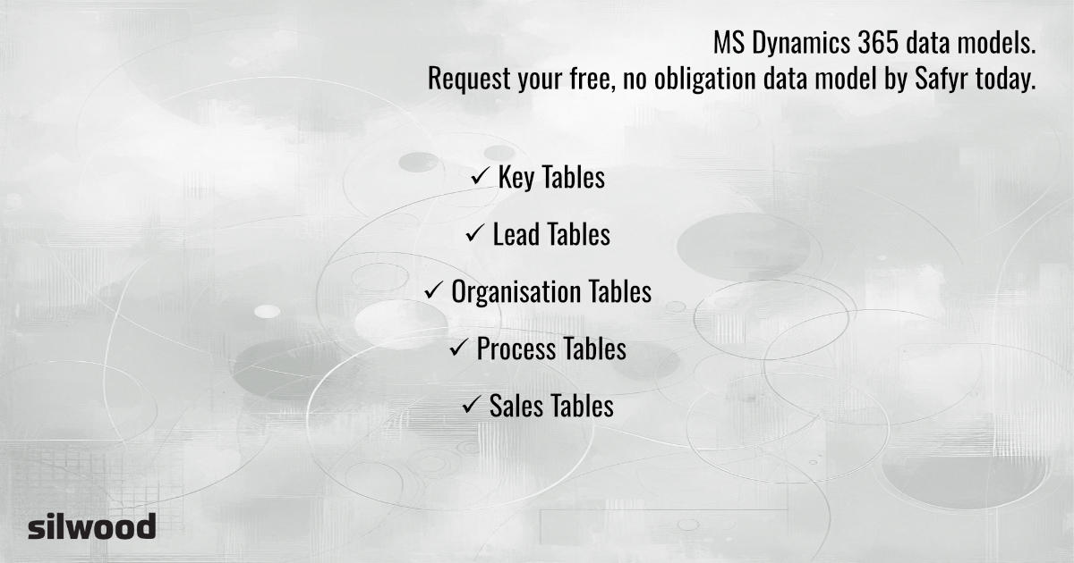 Silwood_Safyr's tweet image. MS Dynamics 365 data models. Request your free, no obligation data model by Safyr today. ow.ly/OCov50VwF3W #Dynamics365 #MSDyn365 #DataModel #DataModeling