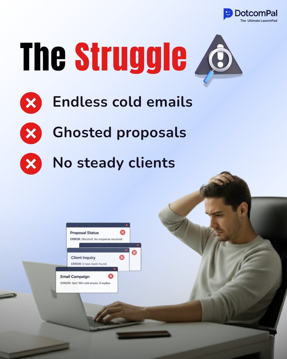 DotcomPal's tweet image. Freelancers! 😁Ditch cold email hell &amp;amp; win 10+ clients in 30 days! 🎉Swipe to see how! 👉
✅DotcomPal’s easy AI funnels—no tech skills needed! 🌱Trust grows with #Giverep vibes!  
Start free trial today!  🔗bit.ly/dcp-limited-de… #DotcomPal #FreelancerLife #iOS26