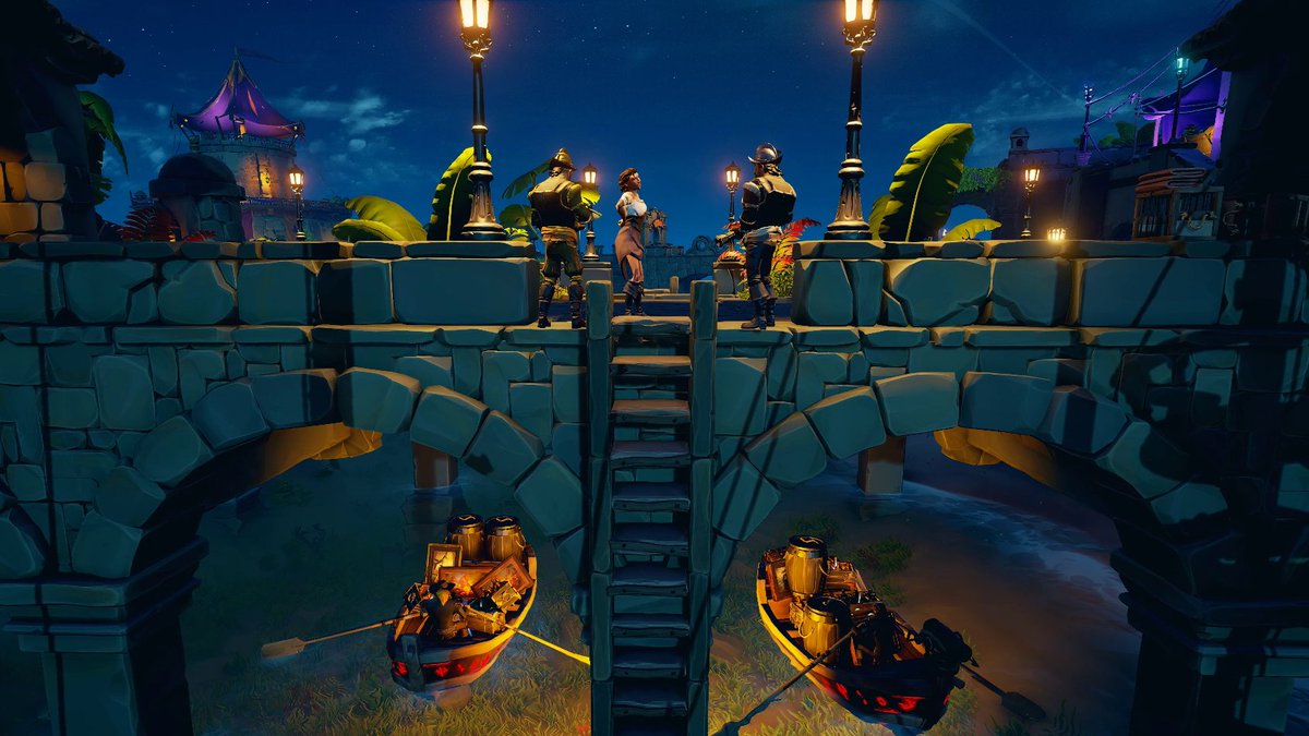 EOD_SOT's tweet photo. While the guards were busy with a charming distraction, the real business sailed quietly beneath the bridge...💃

Theme: Smuggling Scenes  

#SoTShot #SeaOfThieves
@SeaOfThieves https://t.co/Q6EITaFoeJ