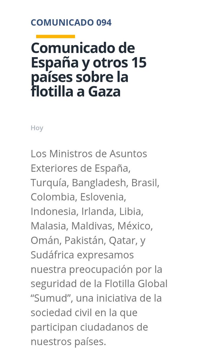 Juan Bordera🌍🇵🇸 (@juanbordera) on Twitter photo Boom!
Comunicado oficial de 15 países.
Es maravilloso que la coordinación internacional esté empezando a ocurrir.
Pero si quieren ayudar a que establezcamos el corredor humanitario, que manden barcos a escoltar y asegurar el proceso una vez lleguemos.
exteriores.gob.es/es/Comunicacio… Boom!
Comunicado oficial de 15 países.
Es maravilloso que la coordinación internacional esté empezando a ocurrir.
Pero si quieren ayudar a que establezcamos el corredor humanitario, que manden barcos a escoltar y asegurar el proceso una vez lleguemos.
exteriores.gob.es/es/Comunicacio…